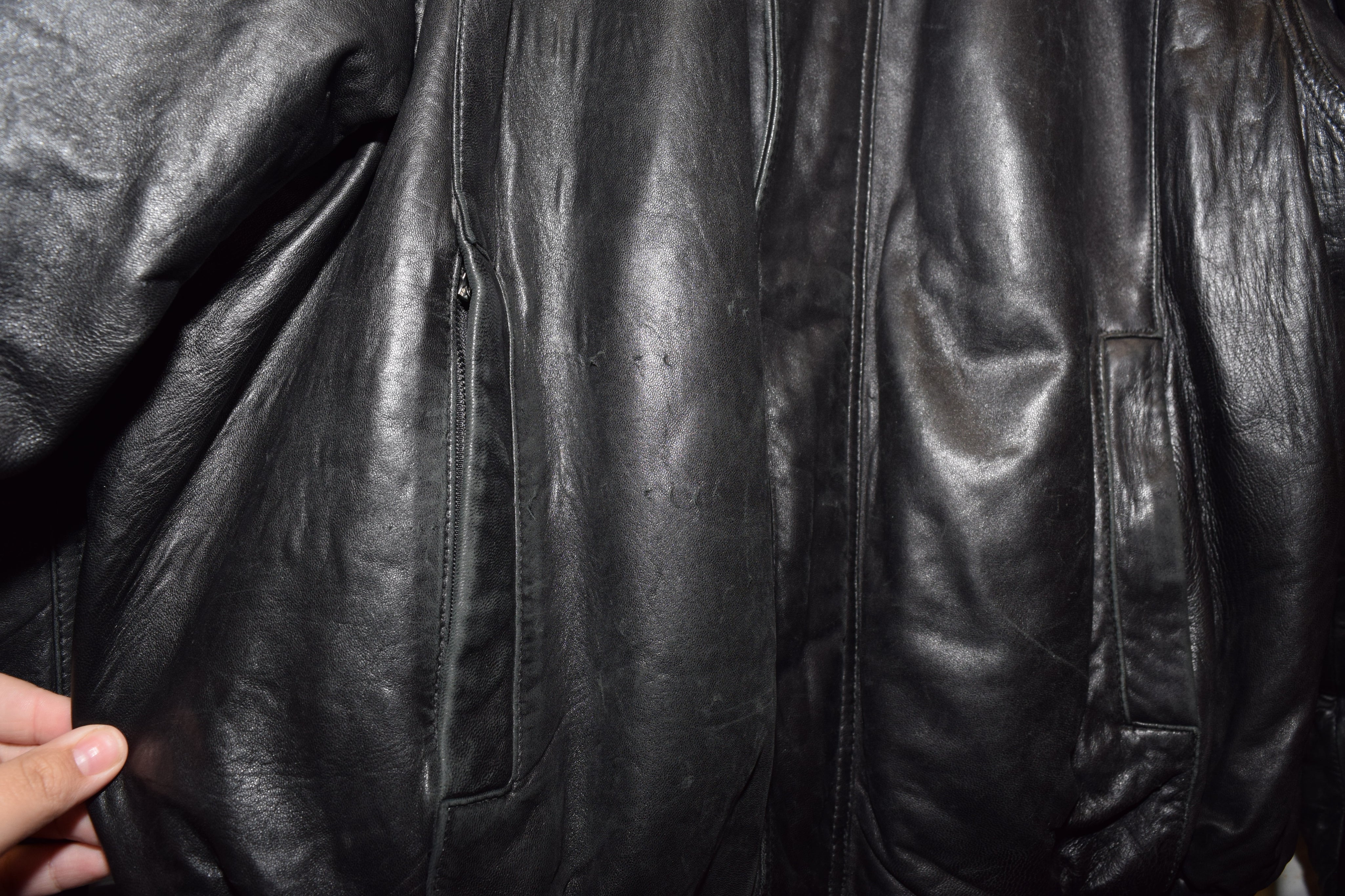 90s Oversized Leather Bomber Jacket (XL)
