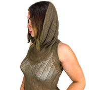 Y2K Sheer Knit Subversive Hood Top (S)