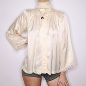 40s Reworked Buttercream Satin Blouse (M/L)