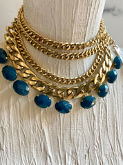 Gold & blue chain belt