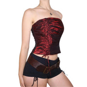 90s Iridescent Red Silk Corset Top (S)
