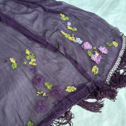 Vintage Silk Embroidered Floral Dress (M)