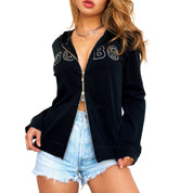 BCBG Rhinestone Double Zip Hoodie (L)