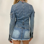 Vintage 00s Guess Moto Style Denim Jacket (s/m)