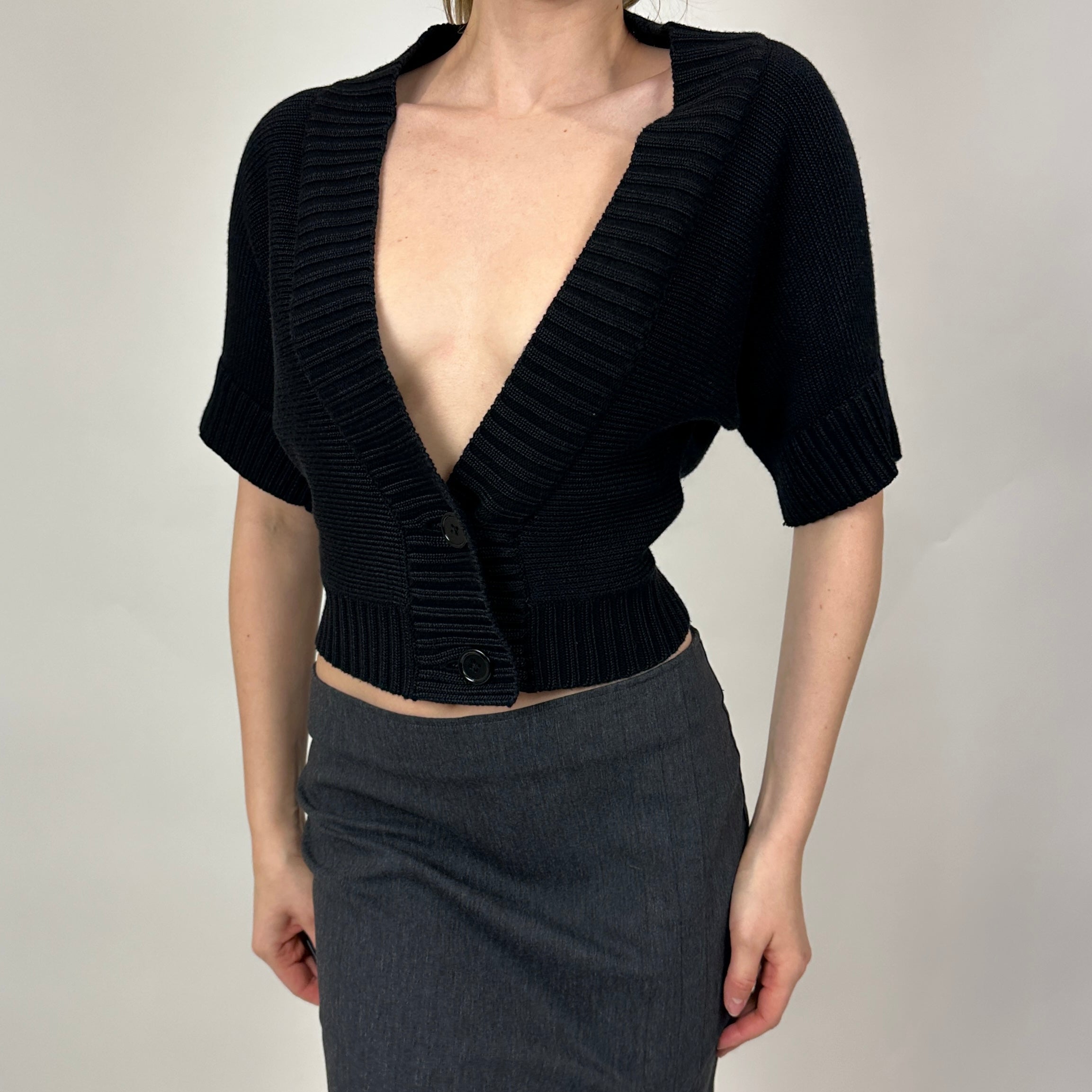 90’s Black Knit Crop Top (S/M)