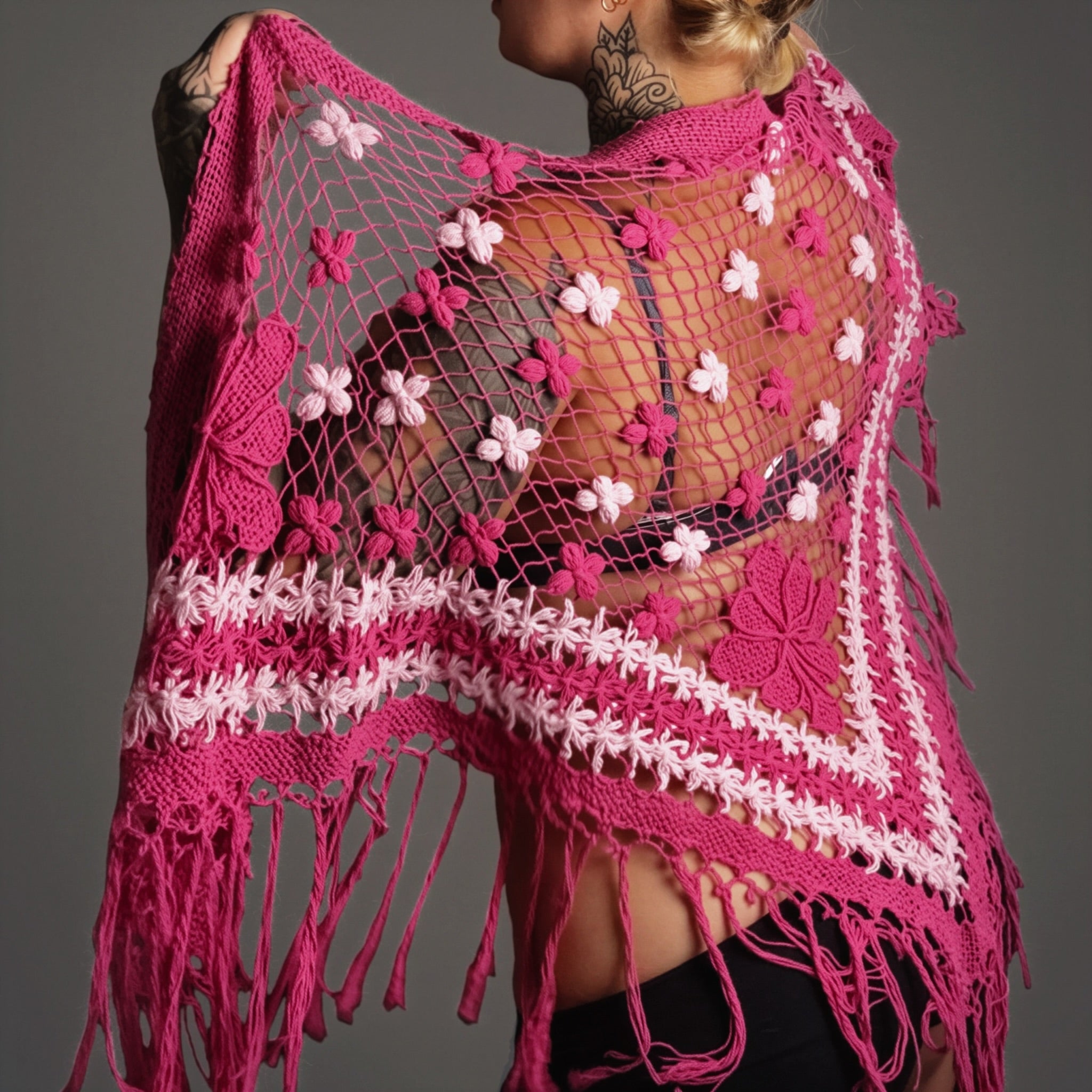 Deadstock Y2K lucky brand crochet shawl
