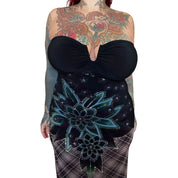 vintage Y2K embellished asymmetrical handkerchief tube top (M/L)