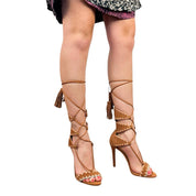 Schutz Suede Leather Lace Up Heels (6.5)