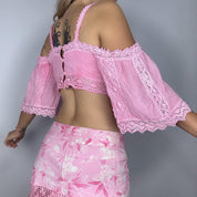 Hand-Dyed Antique Lace Detail Top (M)