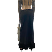 Vintage Morgan de Toi Mesh Maxi Skirt with Fur Trim (S/M)