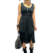 Vintage Italian Cotton Black Milkmaid Dress (S/M)
