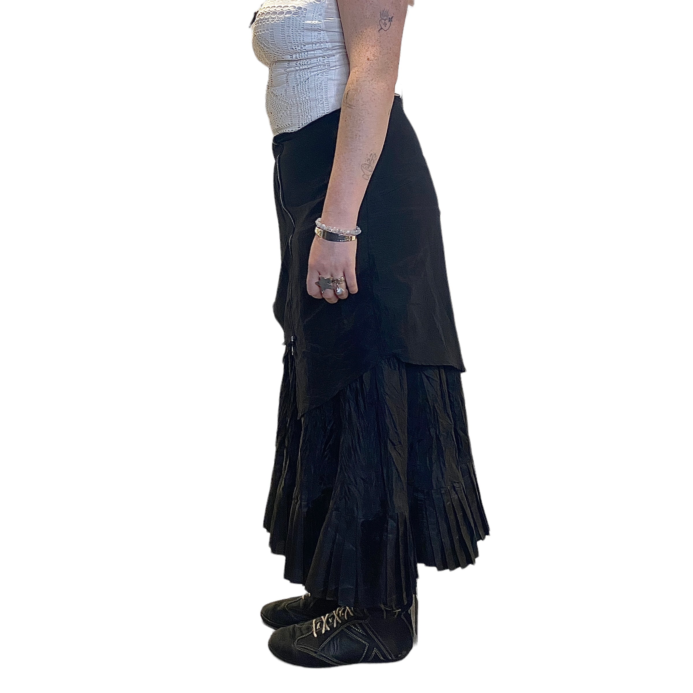 90s Archive Asymmetrical Black Utility Skirt (M/L)
