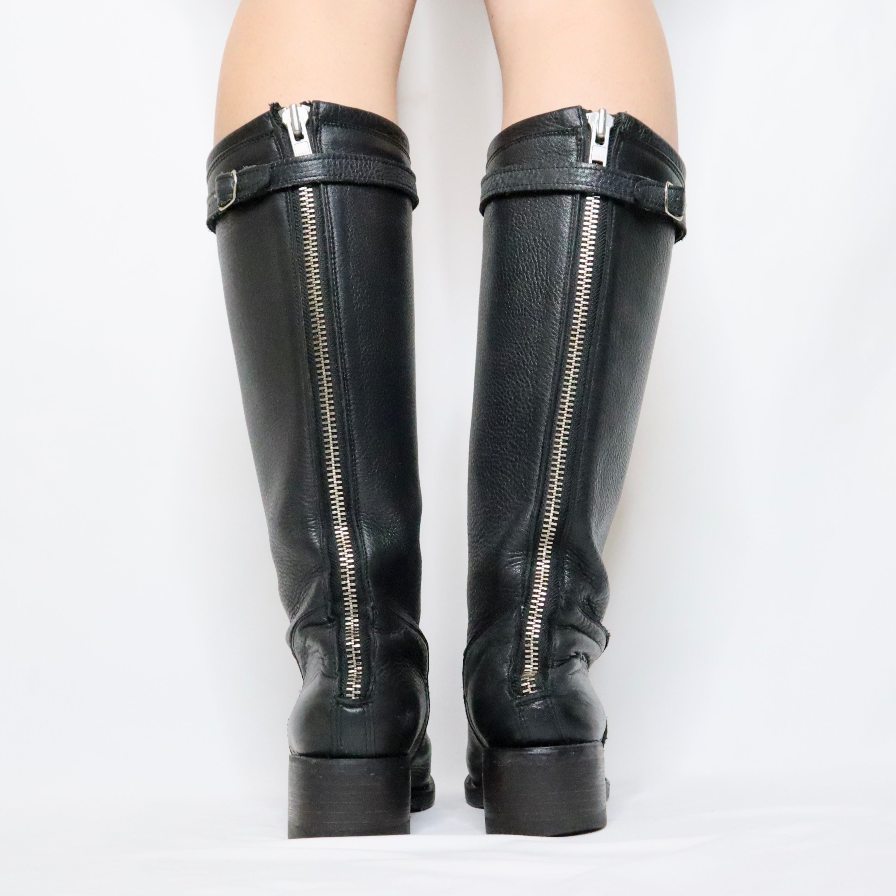 90s Black Leather Riding Boots (7)