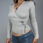 Early 2000s Silk Knit Wrap Top (S)