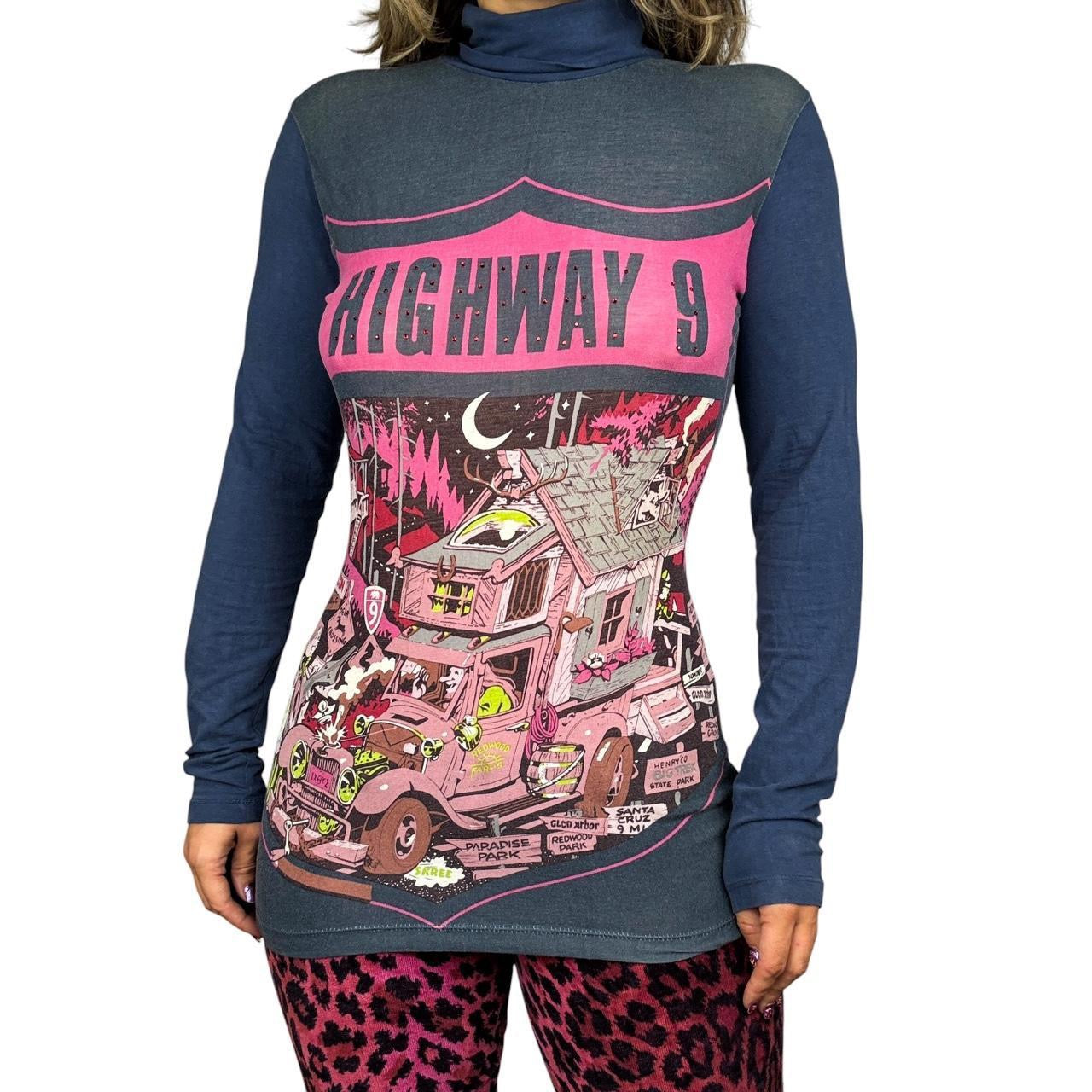 Custo Barcelona “Highway 9” Road Trip Graphic Turtleneck (L)