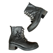 Vintage Italian Black Grunge Moto Biker Boots (UK 6 EU 39 US 8)
