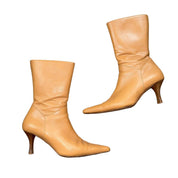 Y2K Tan Leather Stiletto Boots (8)