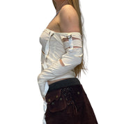 Deadstock Slash String Off The Shoulder Long Sleeve (S/M)