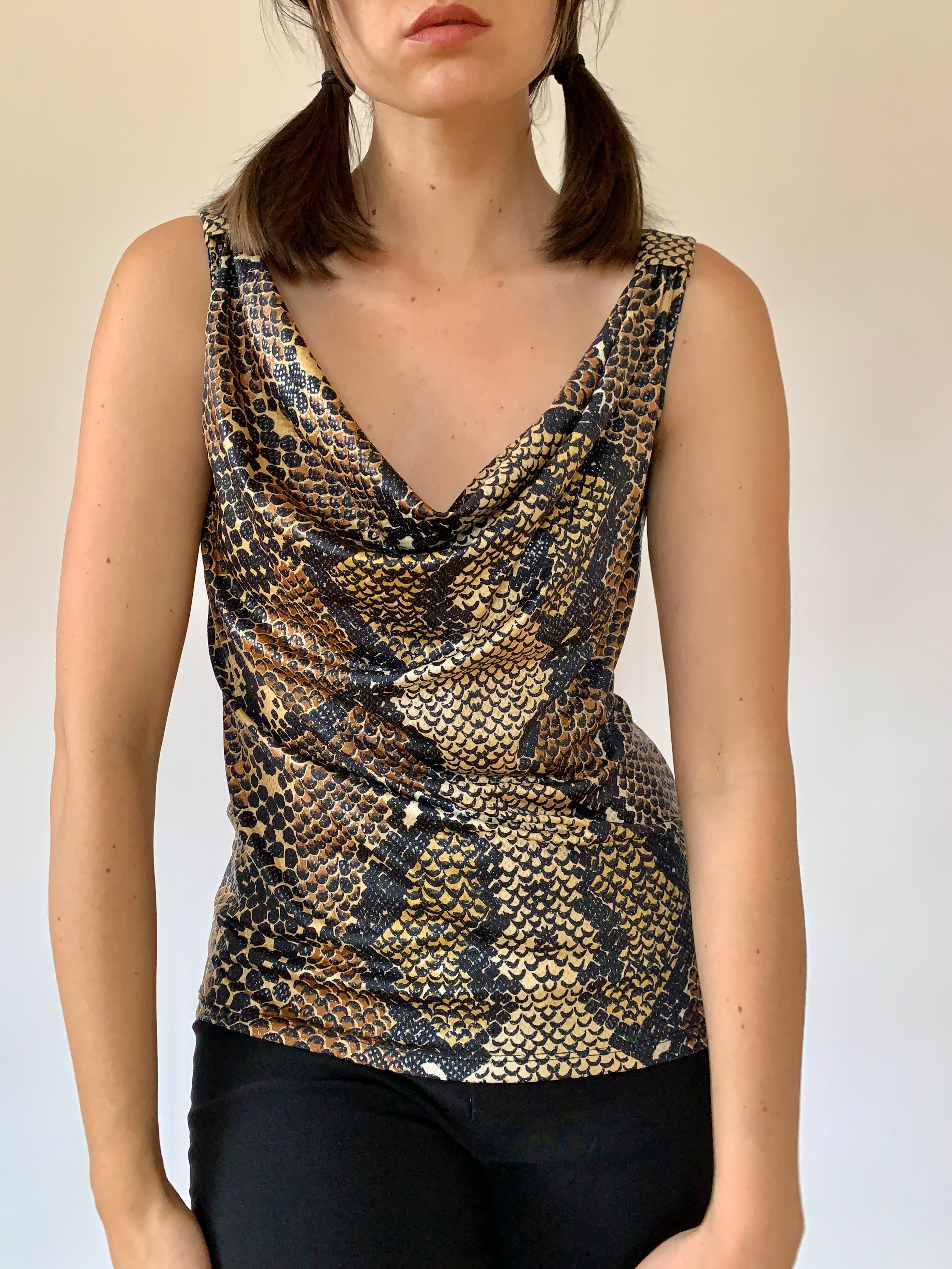 Snakeskin Cowl Neck Tank (S/M)
