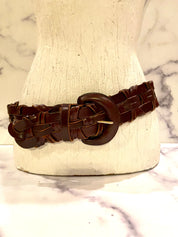 Leather brown waist belt