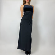 90s Black Velvet Maxi Dress (S/M)