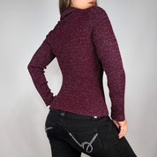 90s Burgundy Shimmer Turtleneck (M)