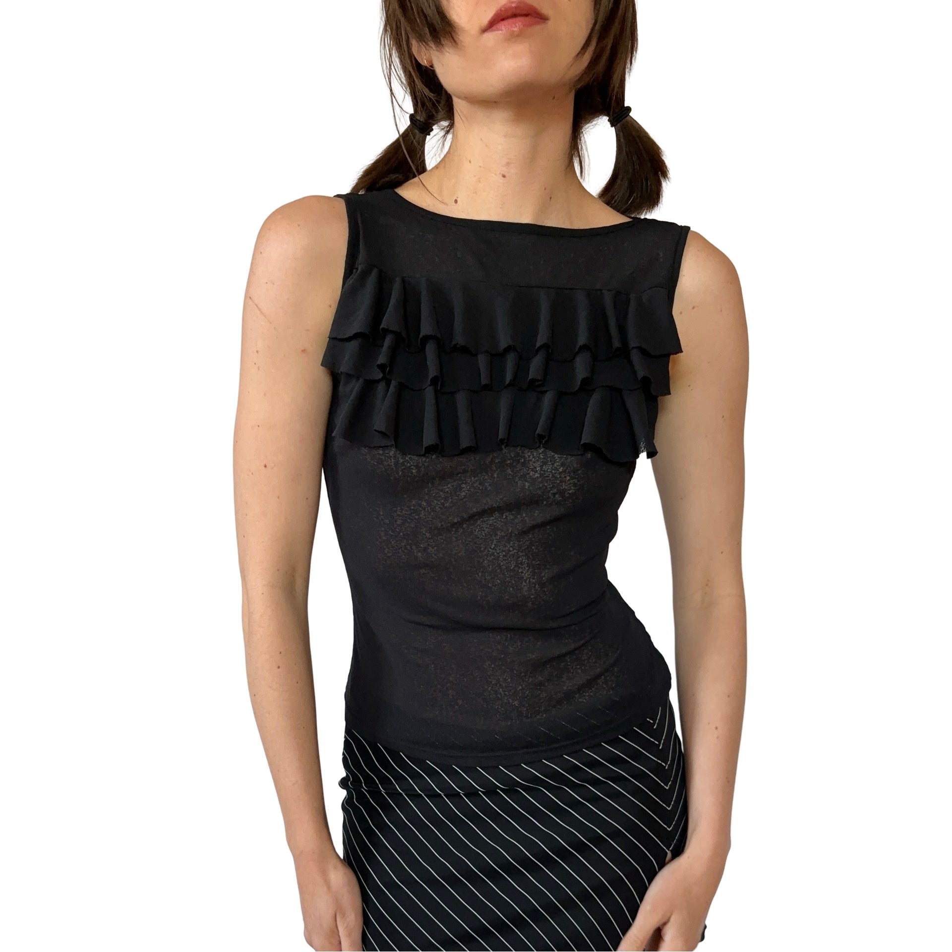 2000s Mesh Ruffle Tank (XS/S)