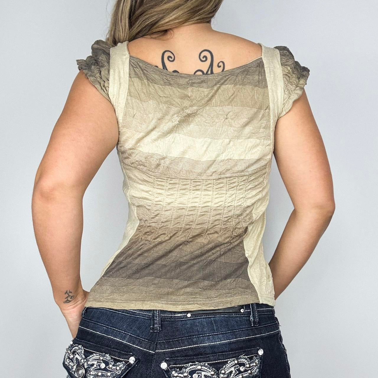 French Graphic Puff Sleeve Top (M/L)