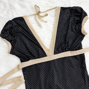 00s Polka Dot Puff Sleeve Blouse (S)