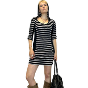 Y2K Striped Hooded Dress (S/M)