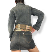 Dolce & Gabbana AW2003 Denim Leather Patch Skirt (XS/S)