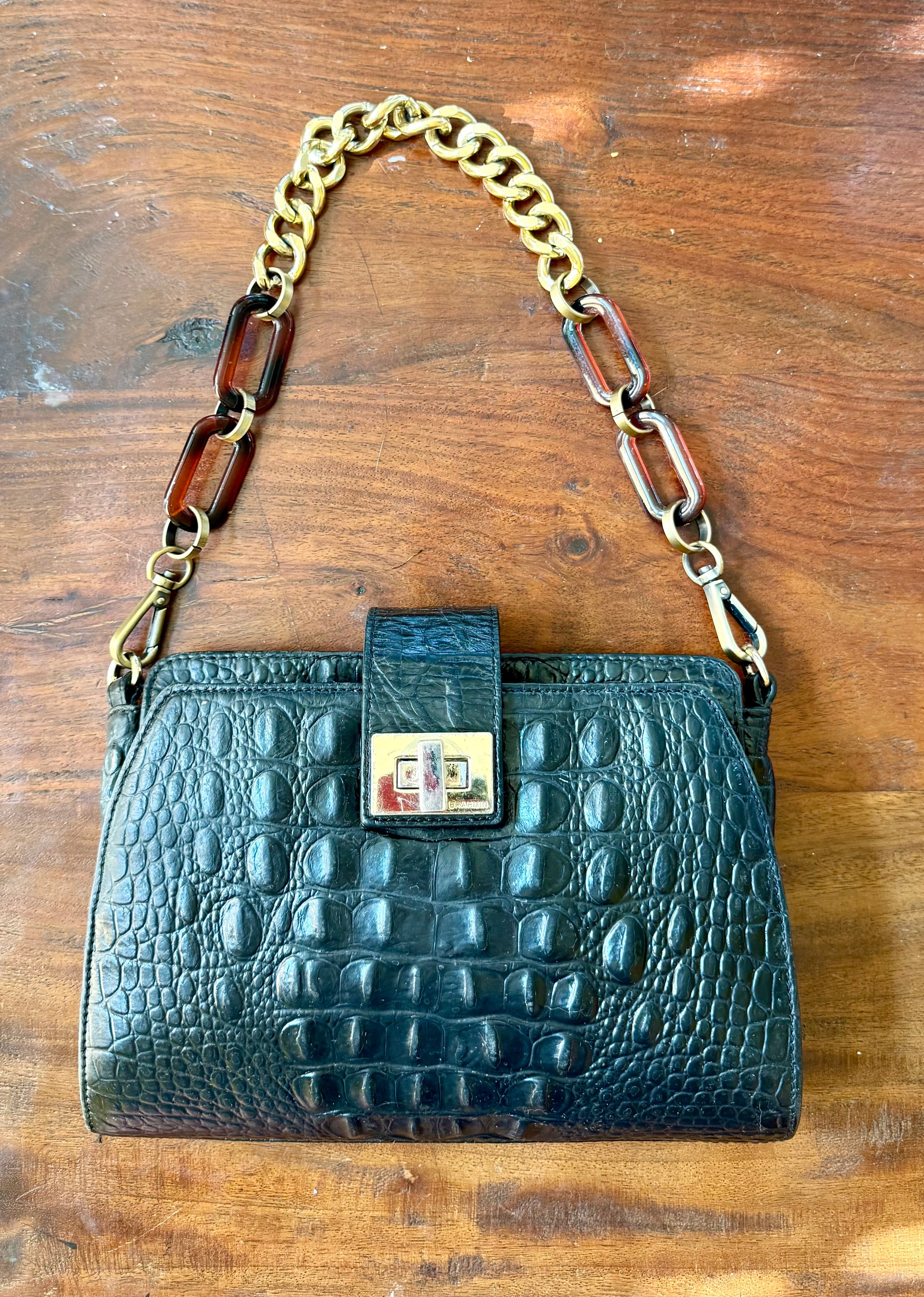 Croc embossed black vintage BRAHMIN