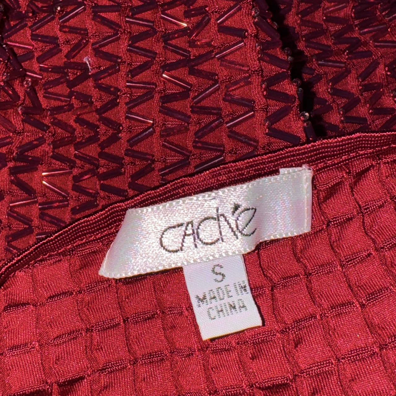 Caché Burgundy Beaded Halter Top (S)