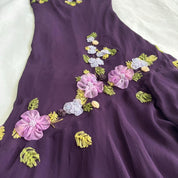Vintage Asymmetrical Silk Floral Dress (S/M)