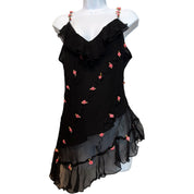 Y2K ICE fairy rosette silk top (L)