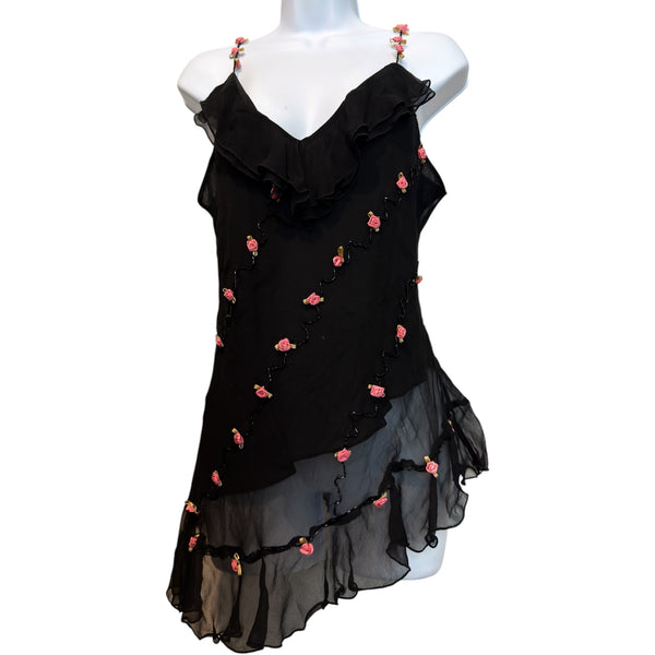 Y2K ICE fairy rosette silk top (L) – Holy Thrift