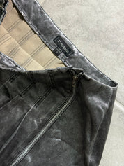 Y2K euro BEBE metallic/foil sheen charcoal wash pleated mini skirt (S)