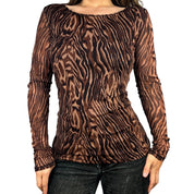 Vivienne Tam Tiger Print Mesh Top (L)