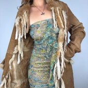 René Derhy Rabbit Fur Cascading Fringe Duster Coat (M)