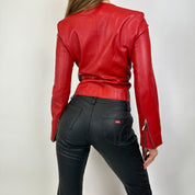 Vintage Red Fitted Leather Jacket (XS)