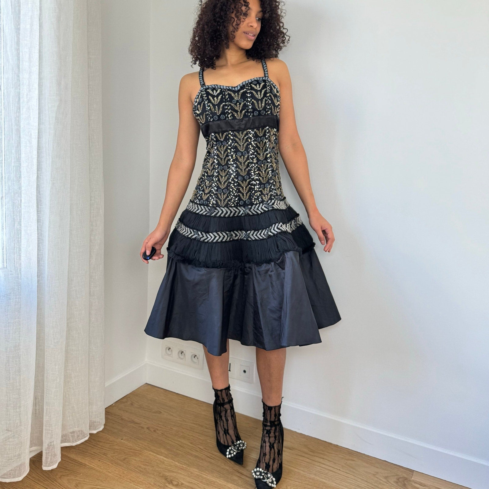 Vintage Italian Beaded Dress (M)