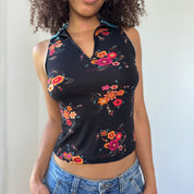 Vintage Floral Keyhole Top (XS/S)