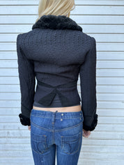 Vintage Custo Barcelona Black Cropped Coat (XS)