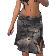 2000s Midi Skirt in Blurred Monochrome Floral Print (XS/S)