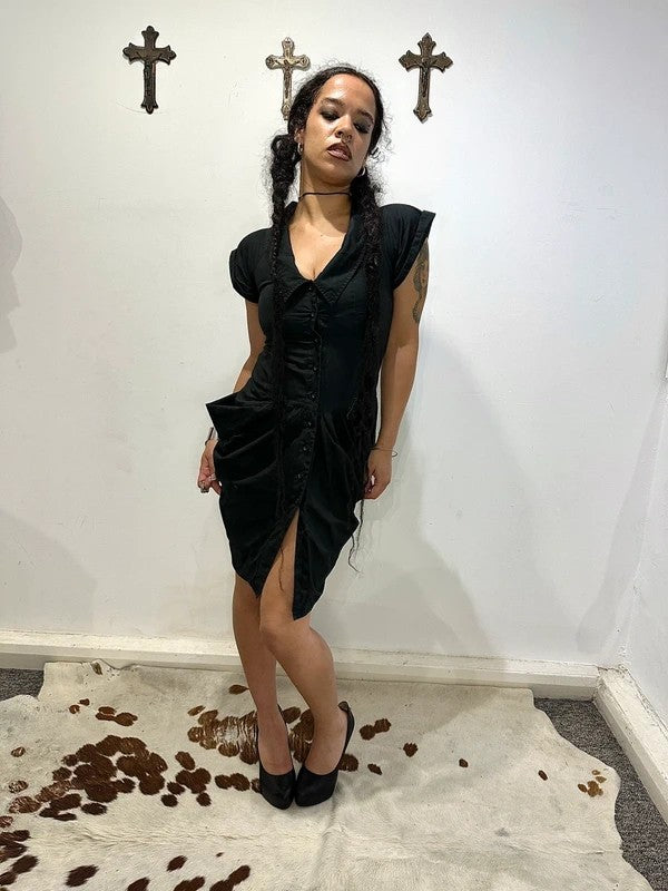 Vintage AllSaints Gothic Button up Midi Dress (S)