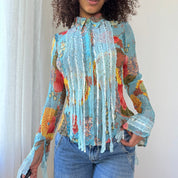 Vintage French Ruffle Mesh Blouse (S)