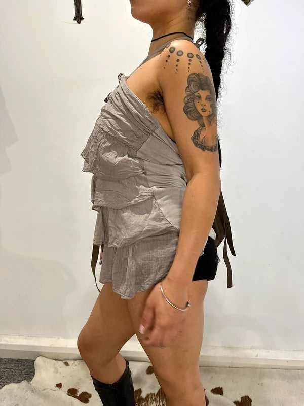 Vintage Italian Ruffle Fairy Mini Dress (S/M)