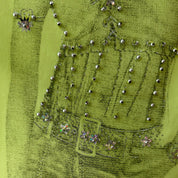 Vintage Lime Graphic Mesh Beaded Top (S)
