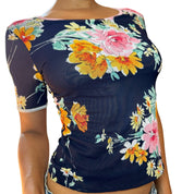 La Perla floral mesh baby tee (S/M)