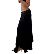 Vintage Black Lace Patchwork Maxi Skirt (S/M)